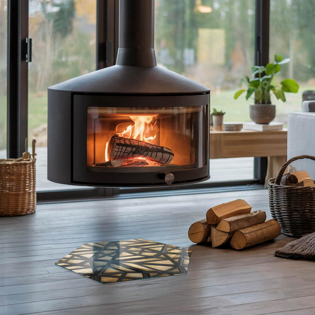 GLASPLATTE für Kamin h40 cm - Braun, Glas (40/40/0.4cm) - TULUP