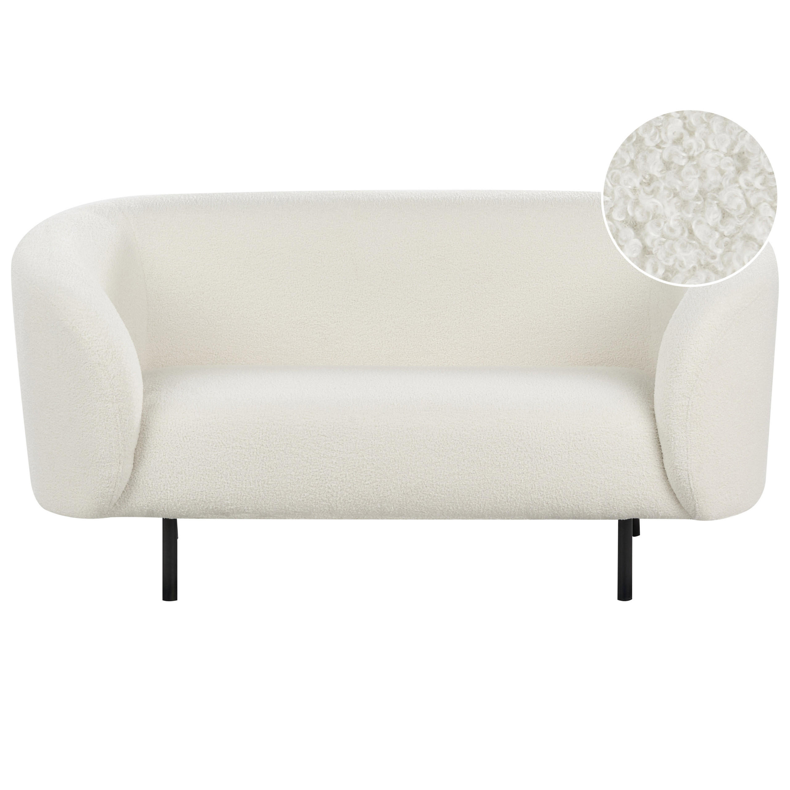 2-SITZER-SOFA Bouclé weiß/schwarz Loen - Schwarz/Weiß, Textil (155/79/70cm) - Beliani