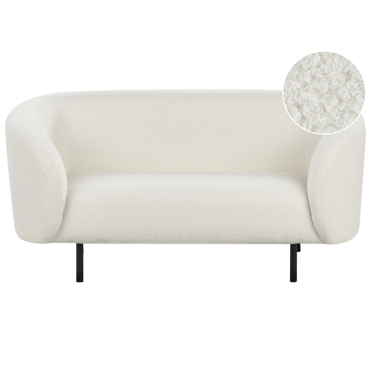 2-SITZER-SOFA Bouclé weiß/schwarz Loen - Schwarz/Weiß, Textil (155/79/70cm) - Beliani