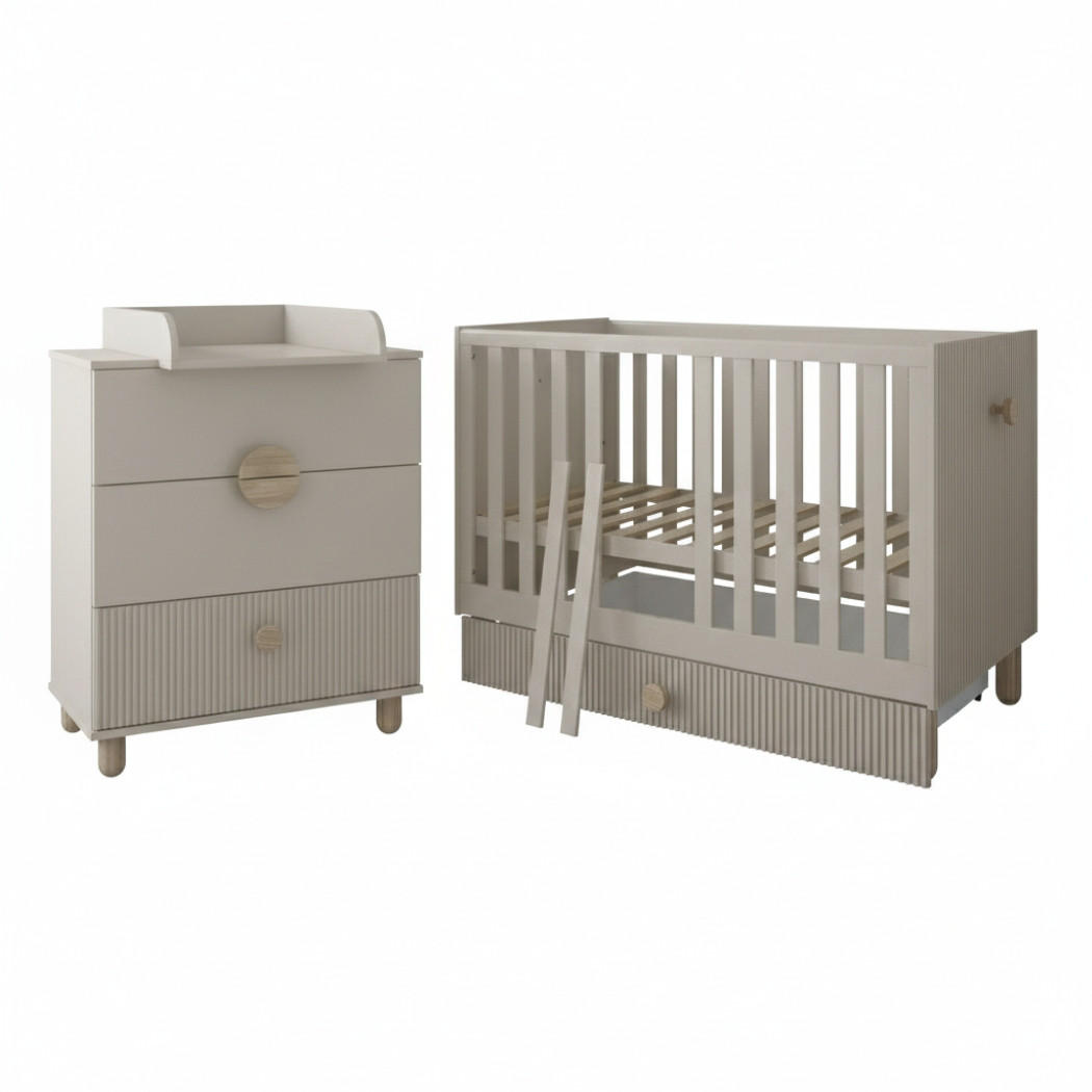 BABYZIMMER-SET Bebella 2-teilig - Beige, Holzwerkstoff (60/87/120cm) - kiki design
