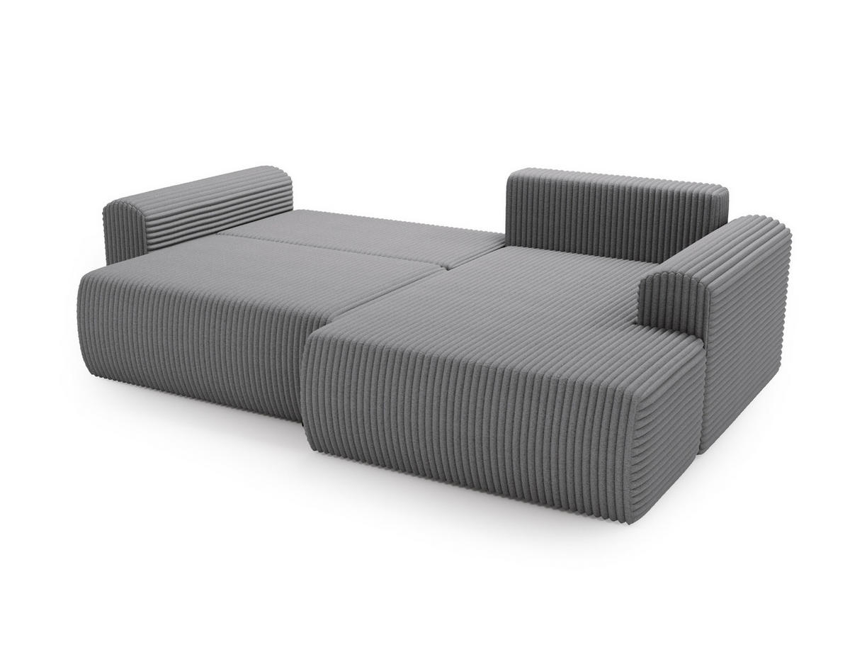 ECKSOFA Linea Dunkelgrau, Sofa mit Schlaffunktion, rechte seite - Dunkelgrau, Holzwerkstoff/Textil (257/177cm) - Bettso