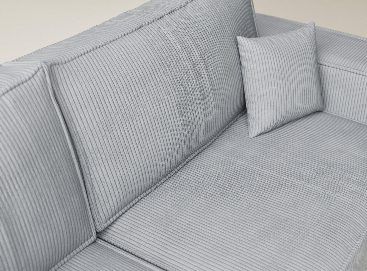 ECKSOFA MIT SCHLAFFUNKTION Tonga Hellgrau Samtstoff - Hellgrau/Schwarz, Holz/Holzwerkstoff (105/225cm) - Maison de Reve