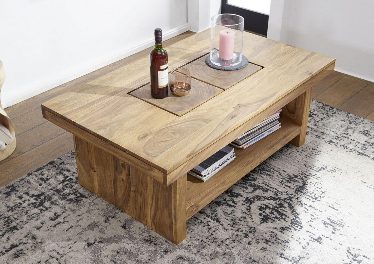 COUCHTISCH Sheesham 118x70x45 gebeizt TURIN #17 - Braun, Holz (118/70/45cm) - Massivmoebel24