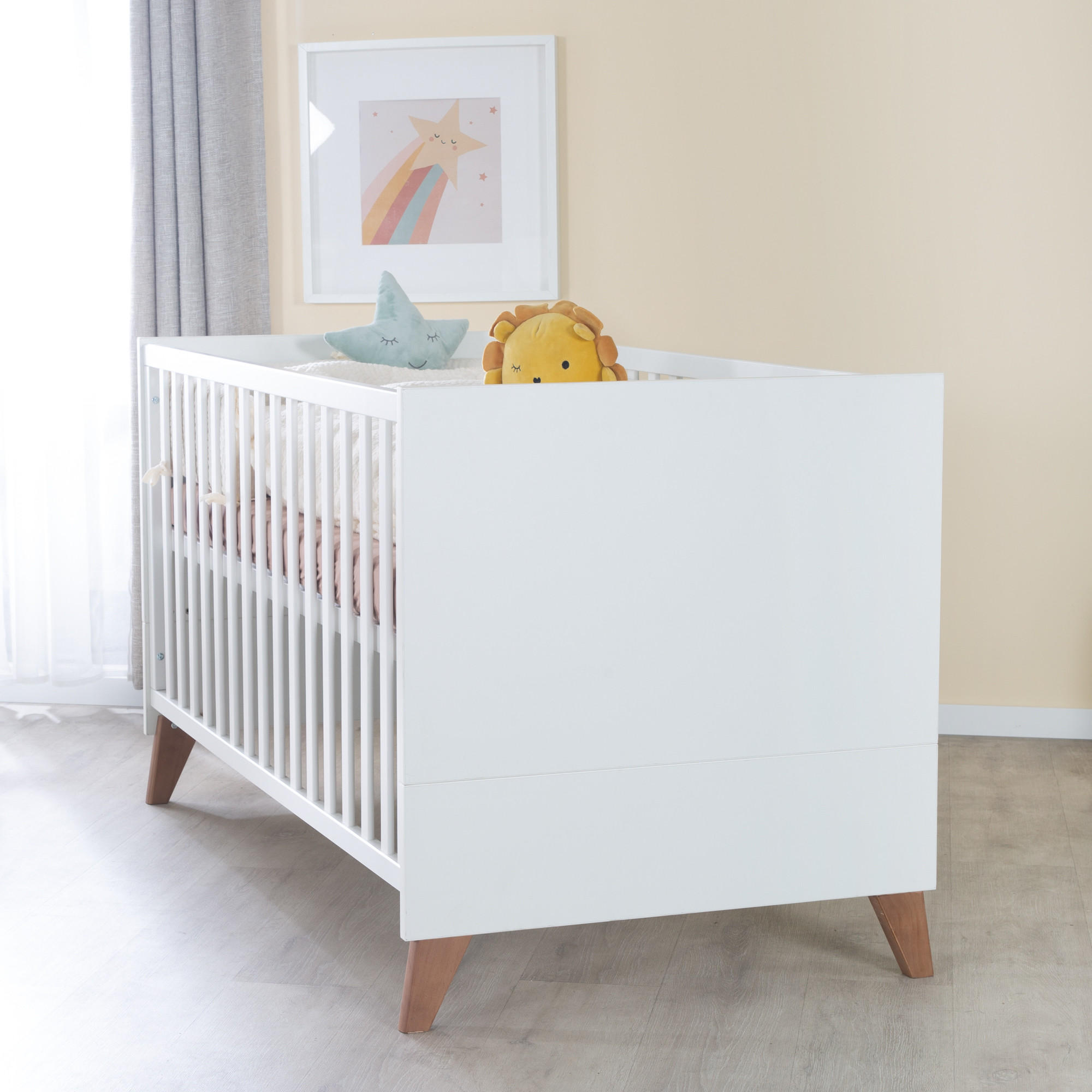 BABYBETT Lennie 70 x 140 cm - Eichefarben/Weiß, Eichenholz/Holzwerkstoff (70/140cm) - Roba