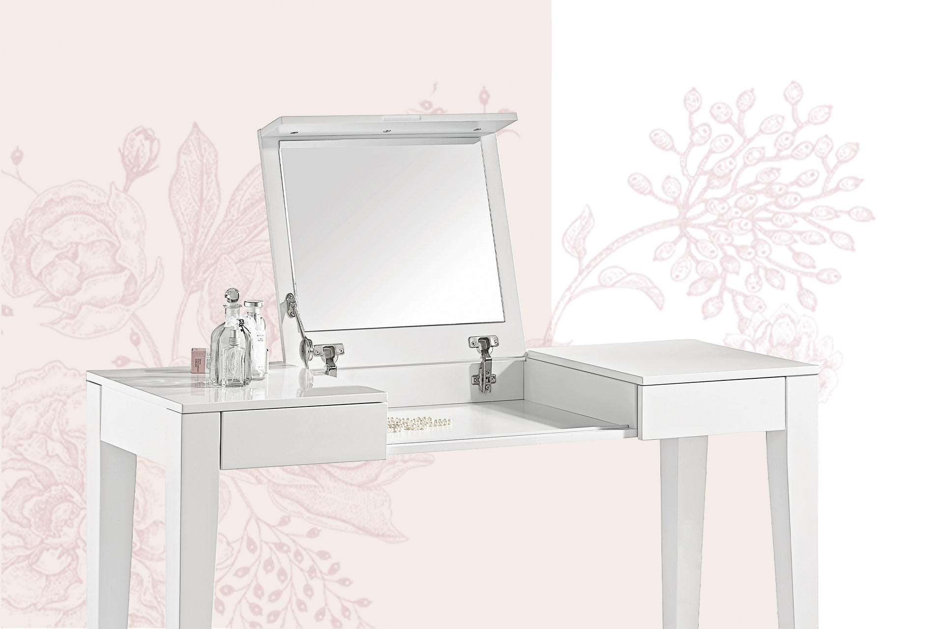 Schminktisch mit Stauraum für Make-up-Behälter und Styling-Tools