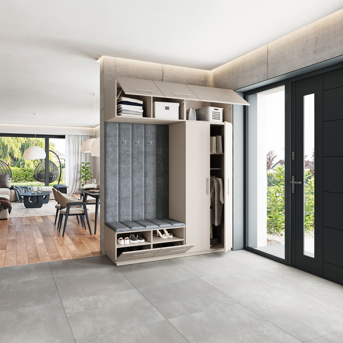 GARDEROBENSCHRANK REMA 180/240/60 cm Modern Garderobe-Set Kaschmir - Kaschmir/Grau, Holzwerkstoff (180/240/60cm) - MASSENO