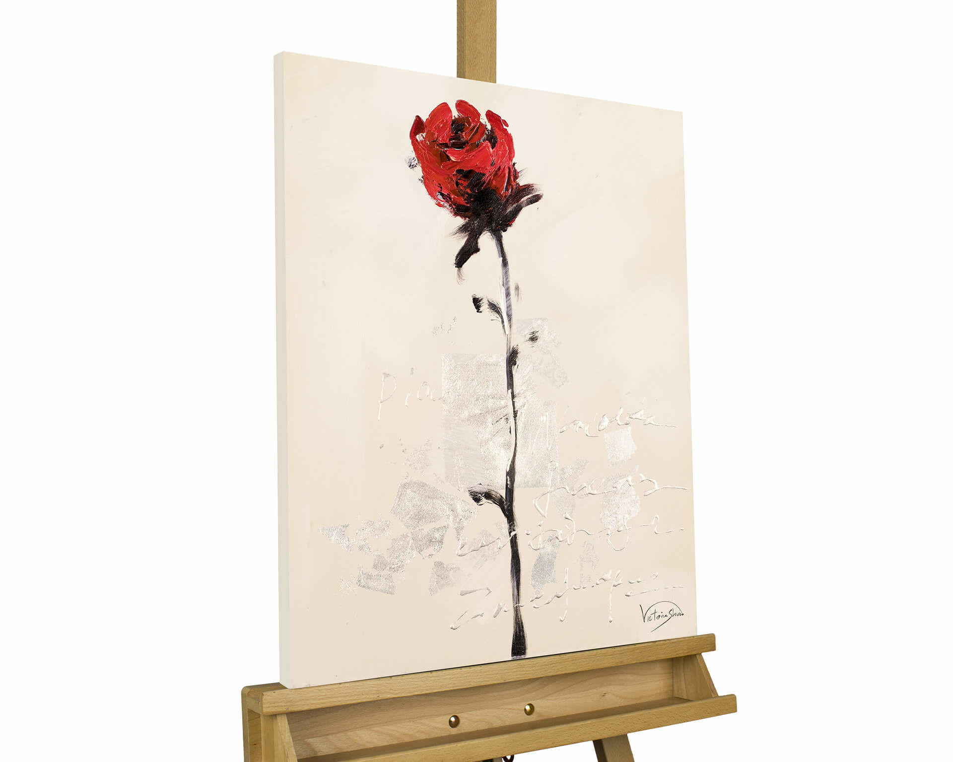 ACRYLBILD HANDGEMALT 50/60 cm - Beige/Rot, Holz/Textil (0.86/60cm) - KUNSTLOFT