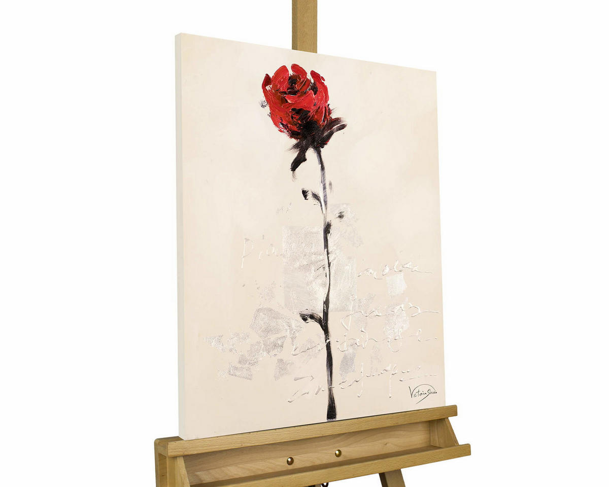 ACRYLBILD HANDGEMALT 50/60 cm - Beige/Rot, Holz/Textil (0.86/60cm) - KUNSTLOFT
