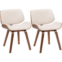 ESSZIMMERSTUHL 2 Stoff Walnuss/Creme - Walnussfarben/Creme, Holz/Textil (55/80/41cm) - CLP