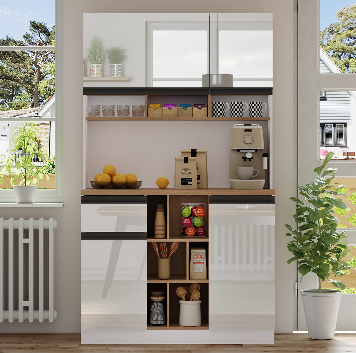 SIDEBOARD mit Hochglanzfronten MDF Weiß - Weiß, Holzwerkstoff (45/185/105cm) - Meubliv