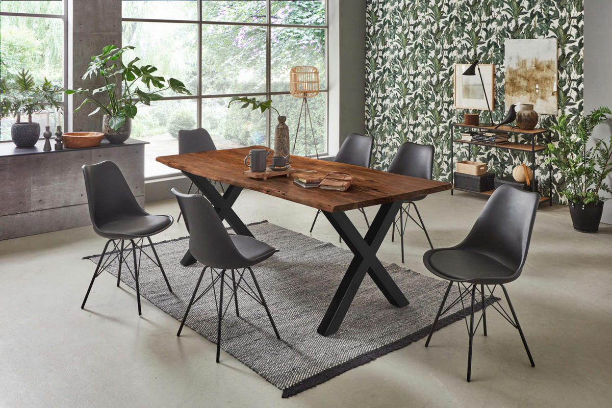 ESSTISCH FREDERIK - Schwarz/Braun, Holz/Metall (100/260/77cm) - SAM