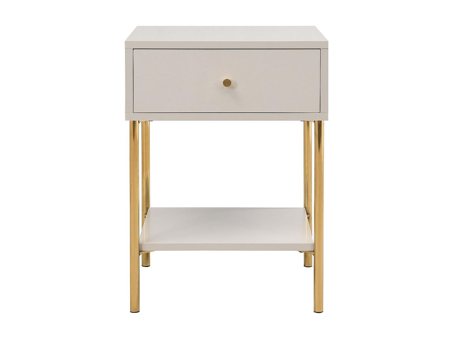 NACHTTISCH - 40 cm x 40 cm - Holz, Platte - Beige, Goldfarben - MILAVIA - Beige/Goldfarben, Holz (40/55/40cm) - Vente-Unique