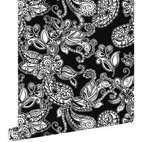 TAPETE funky Blumen und Paisleys 53 cm x 10.05 m - Schwarz, Papier (53/1000cm) - ESTAhome
