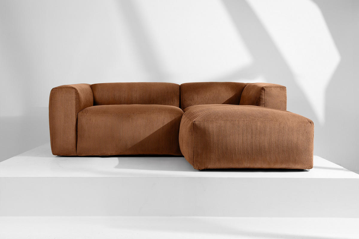 ECKMODULSOFA-RECHTS BUFFO 3/4 Sitzer mit extrem weicher Sitzfläche, Kordstoff, ore - Orange, Textil (237/180cm) - KONSIMO®