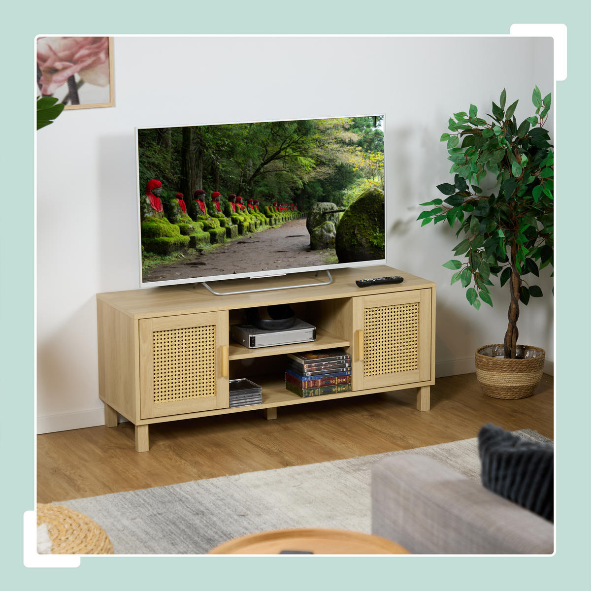 TV-LOWBOARD - Hellbraun, Holzwerkstoff/Kunststoff (115/48/40cm) - Relaxdays
