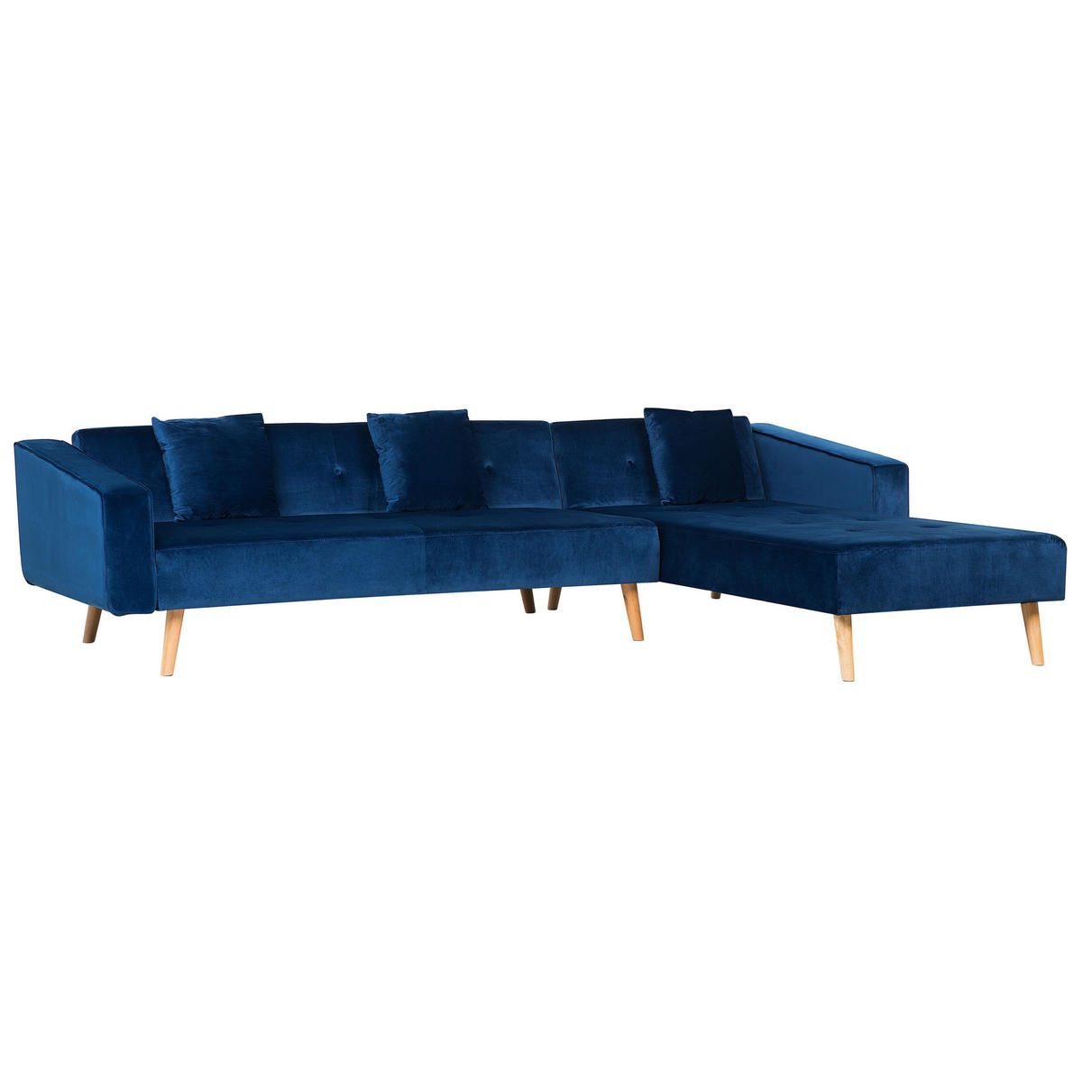 ECKSOFA Samtstoff Blau Vadso - Hellblau, Textil (303/98cm) - Beliani