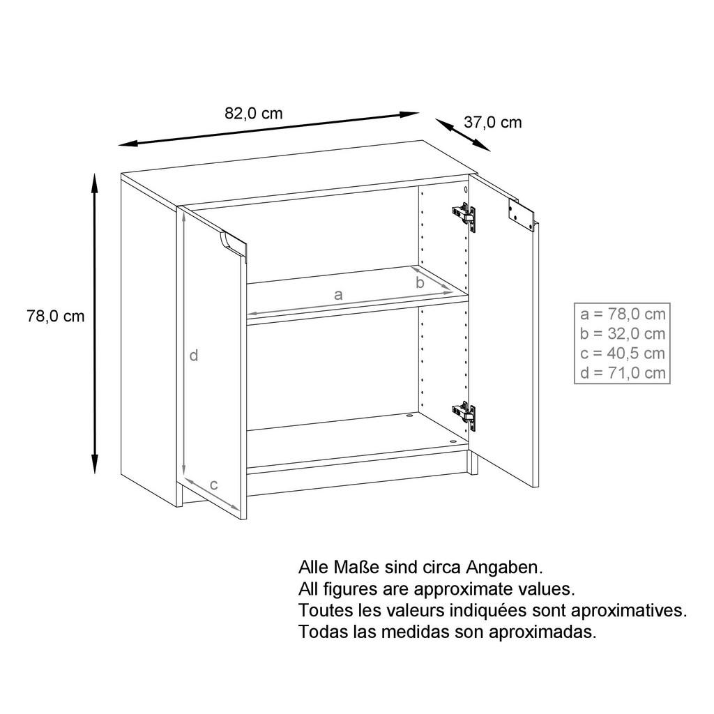 Thumbnail - Vladon Kommode, Anthrazit, Holzwerkstoff, 82x78x37 cm, Wohnzimmer, Kommoden & Sideboards, Kommoden