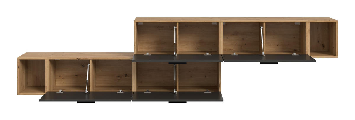 WOHNWAND The One Basalt grau 276/34/97 cm - Braun, Holzwerkstoff (276/97/34cm) - Xonox