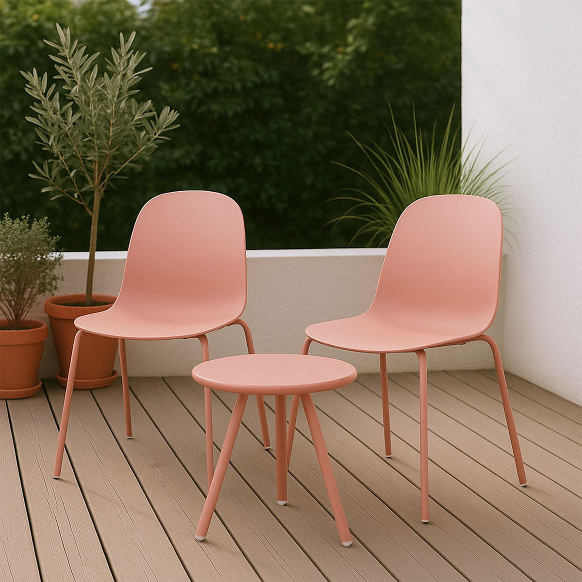 GARTENSITZGRUPPE Kunststoff Pink - Pink, Kunststoff - CLP
