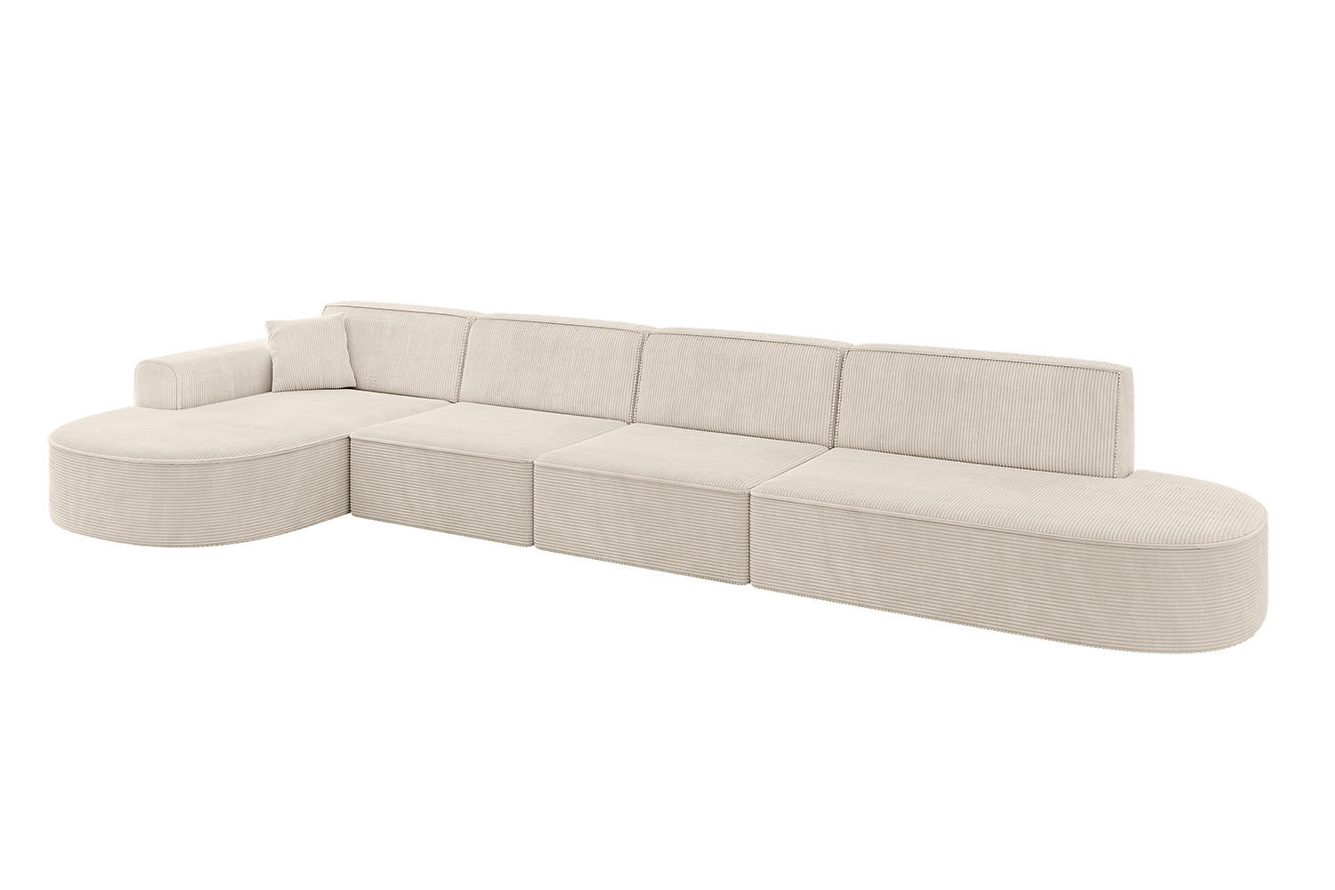 ALTDECOR ROHOVÁ SEDACÍ SOUPRAVA s otomanem vlevo MARI-L3 – 413 × 171 × 79 cm, béžový manšestr