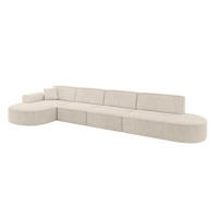 ECKSOFA Ottomane Links MARI-L3 - 402x163x73,5 cm Beige Cord - Beige/Schwarz, Holzwerkstoff/Kunststoff (165/406cm) - ALTDECOR