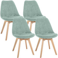 STUHL 4 Cord Türkis - Türkis/Eukalyptusholzfarben, Holz/Textil (49/83/50cm) - CLP