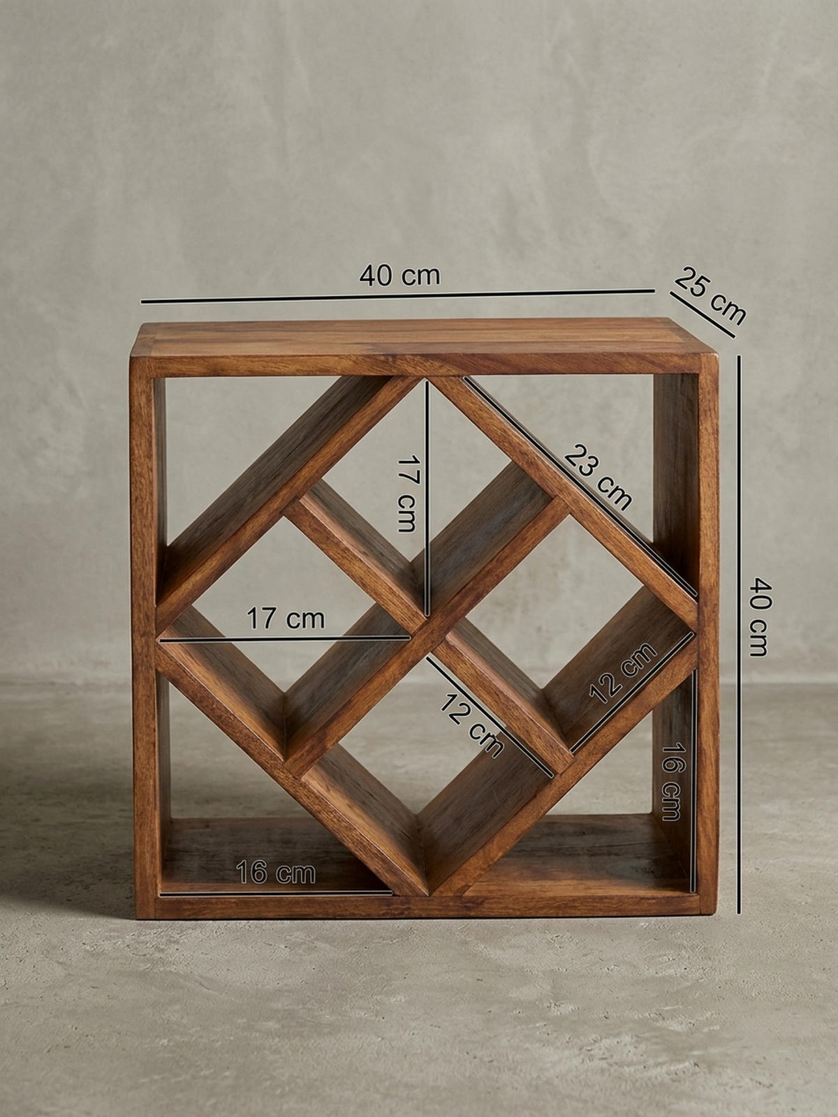WEINREGAL Massivholz für 8 Flaschen platzsparend - Braun, Holz (40/40/25cm) - KADIMA DESIGN