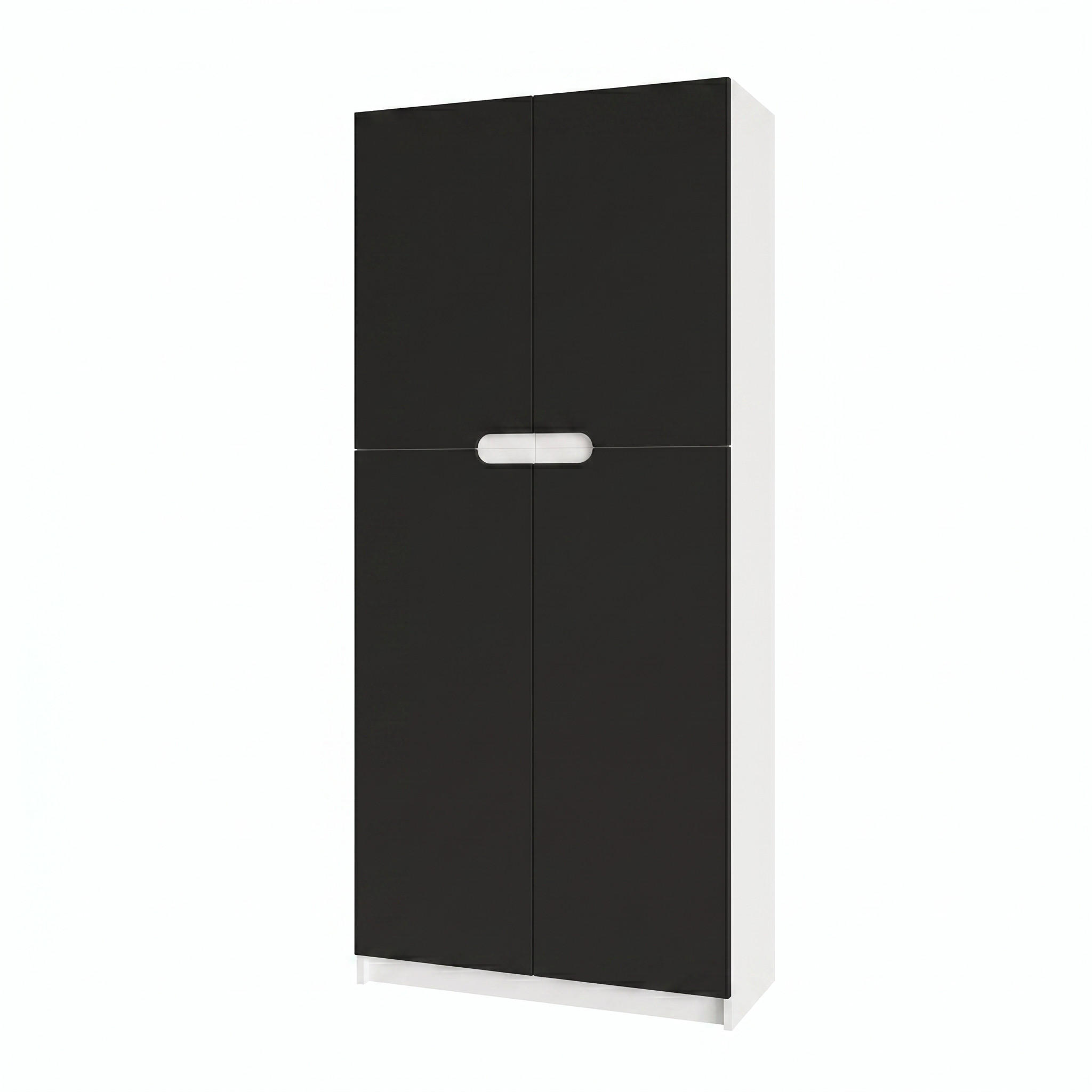 BÜROSCHRANK Logan Fronten in Schwarz matt - Schwarz, Holzwerkstoff (82/184/37cm) - Vladon