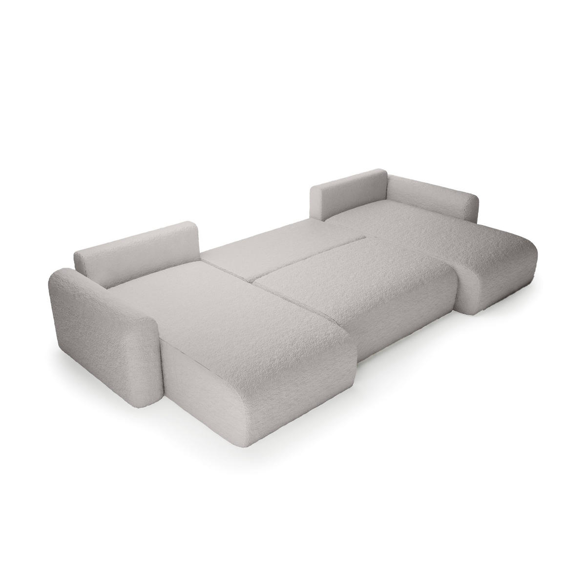 WOHNLANDSCHAFT mit Schlaffunktion Thekla U, Hellgrau - Hellgrau, Textil (366/70/150cm) - Fedve