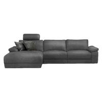 ECKSOFA XL MOTOR. RELAXFUNKTION LOLA Grau Leder - Schwarz/Grau, Leder (304/178cm) - KAWOLA