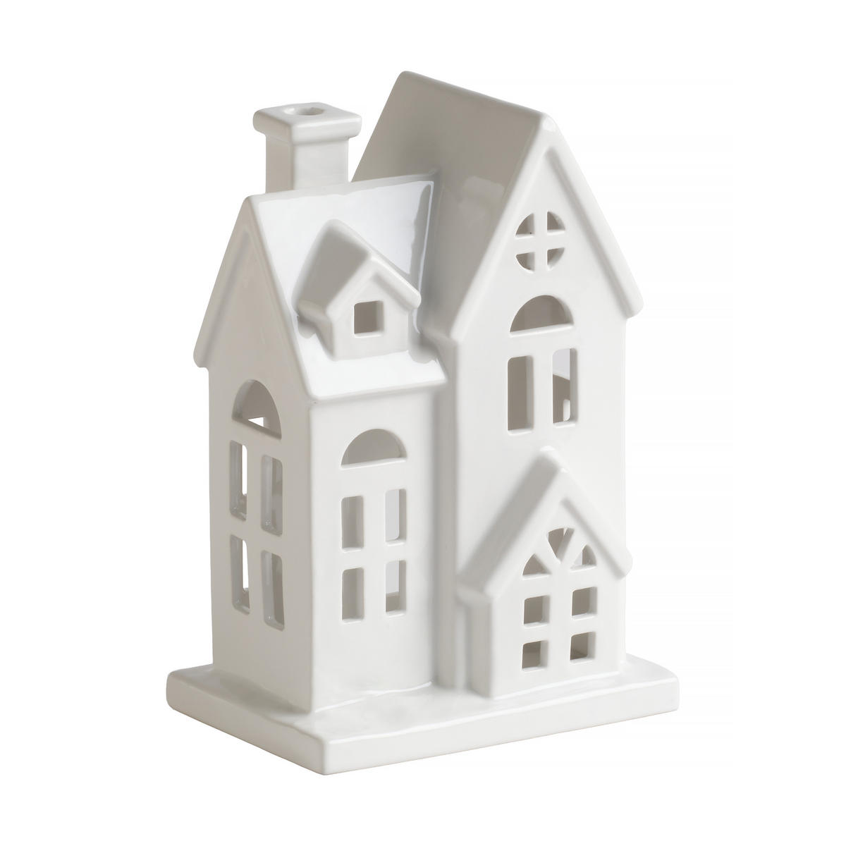 KERZENSTÄNDER Hausi, Weiß, 25 x 12 x 17 cm, Dekorative Weihnachtsdeko - Weiß, Keramik (12/25/17cm) - home&you