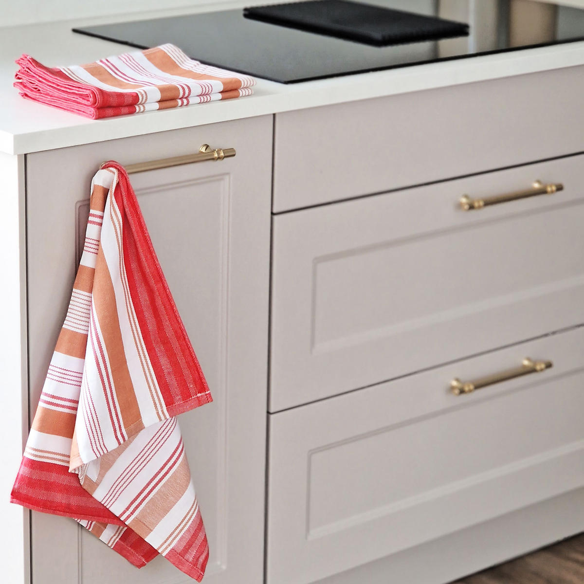 GESCHIRRTÜCHER, 4er-Set, 50x70 cm, 100% Baumwolle, Rot - Apfelbaumfarben, Textil (50/70cm) - Zollner