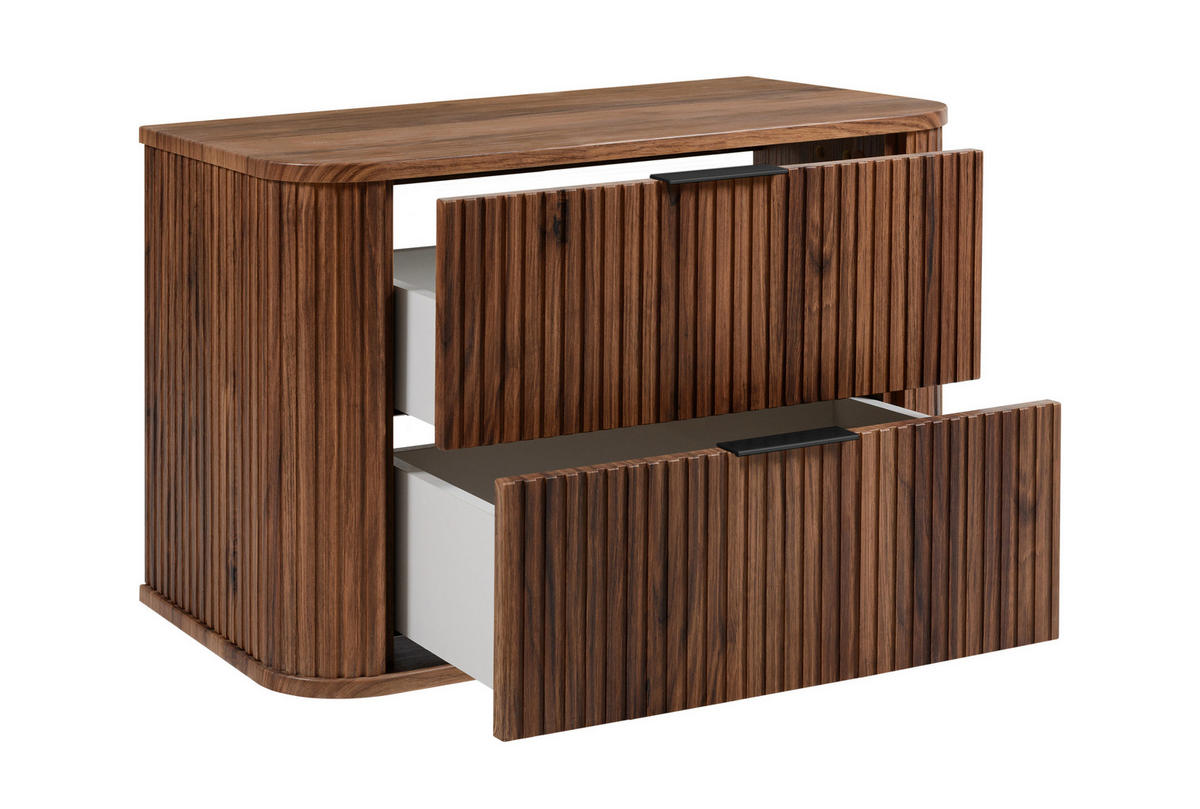 BADEZIMMERSCHRANK, Eiche-Nussbaum, Schwarze Griffe, 41,5 x 80 x 51,7 cm - Dunkelbraun/Schwarz, Holzwerkstoff/Kunststoff (80.4/51.7/41.5cm) - 3XE LIVING