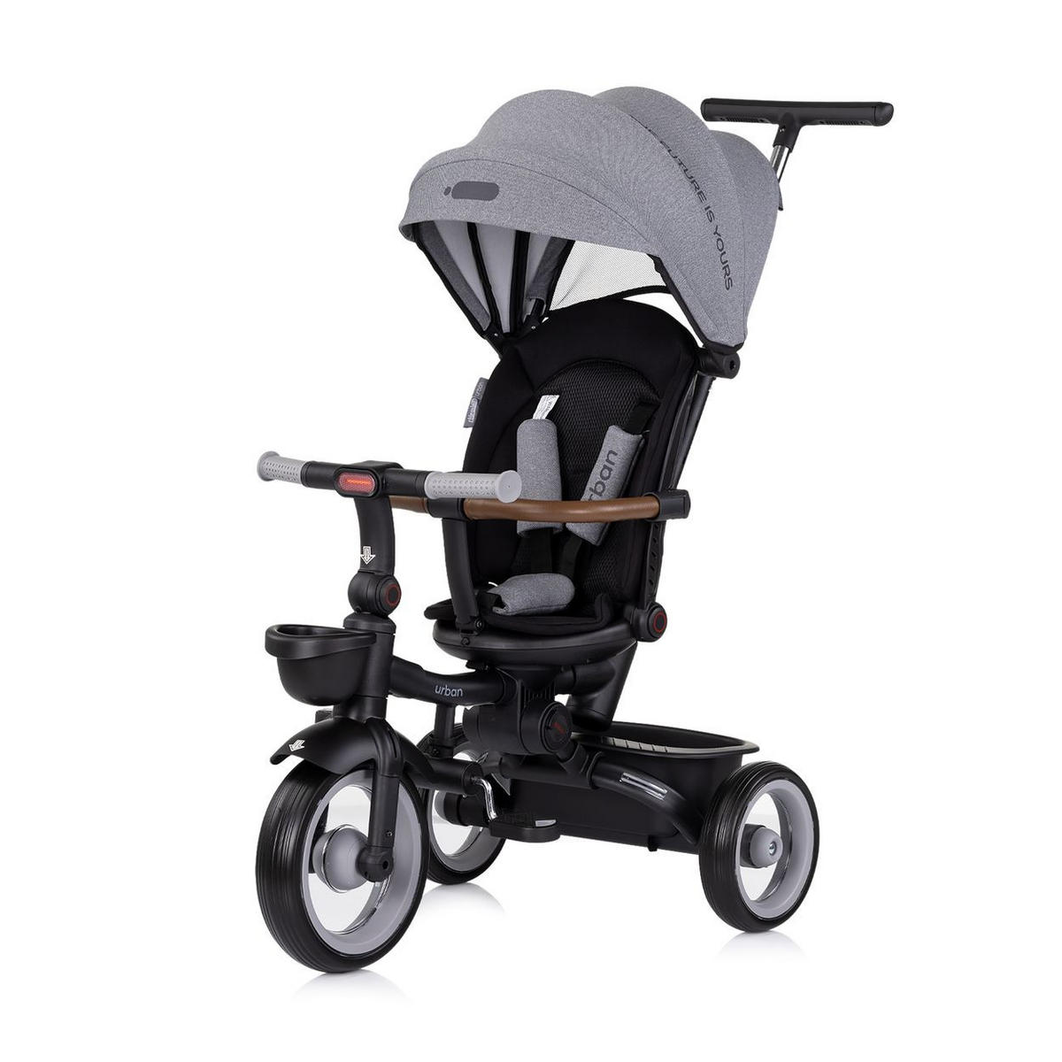 DREIRAD Urban grau Lenker mit Licht, klappbar, Sitz drehbar, Korb - Grau, Metall (94/51/98cm) - Chipolino