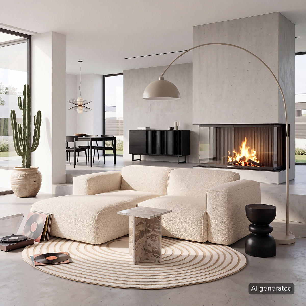 ECKSOFA mit XL-Longchair - Beige/Schwarz, Kunststoff/Textil (260/171cm) - home24