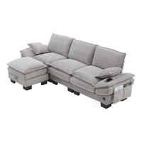 ECKSOFA DE-33750 modular mit Stauraumhocker Hellgrau - Hellgrau, Metall (260/132cm) - ComfortXL