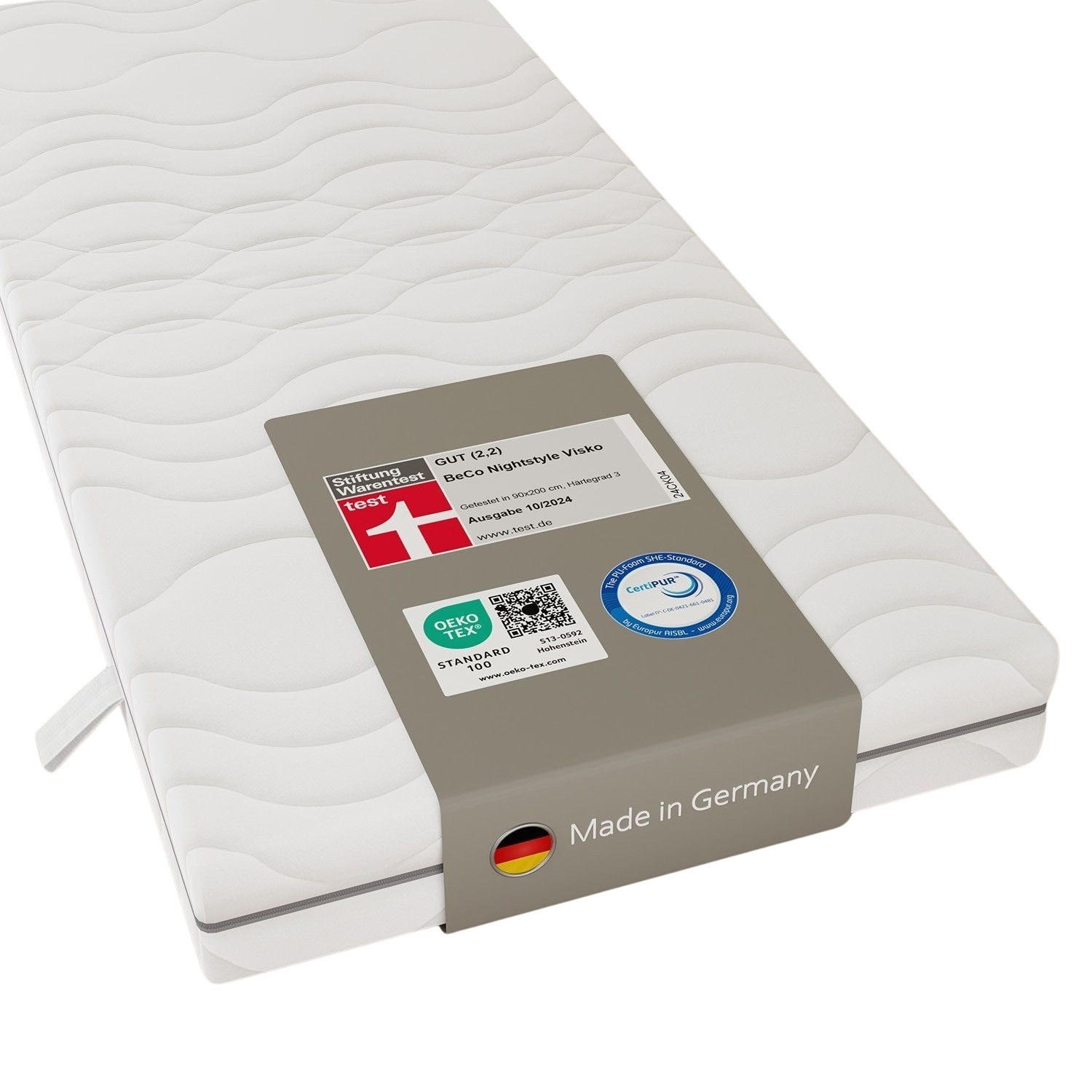VISCOMATRATZE Nightstyle 160x200 Höhe 18cm 7-Zonen H2 - Weiß, Textil (160/200cm) - Sleepneo
