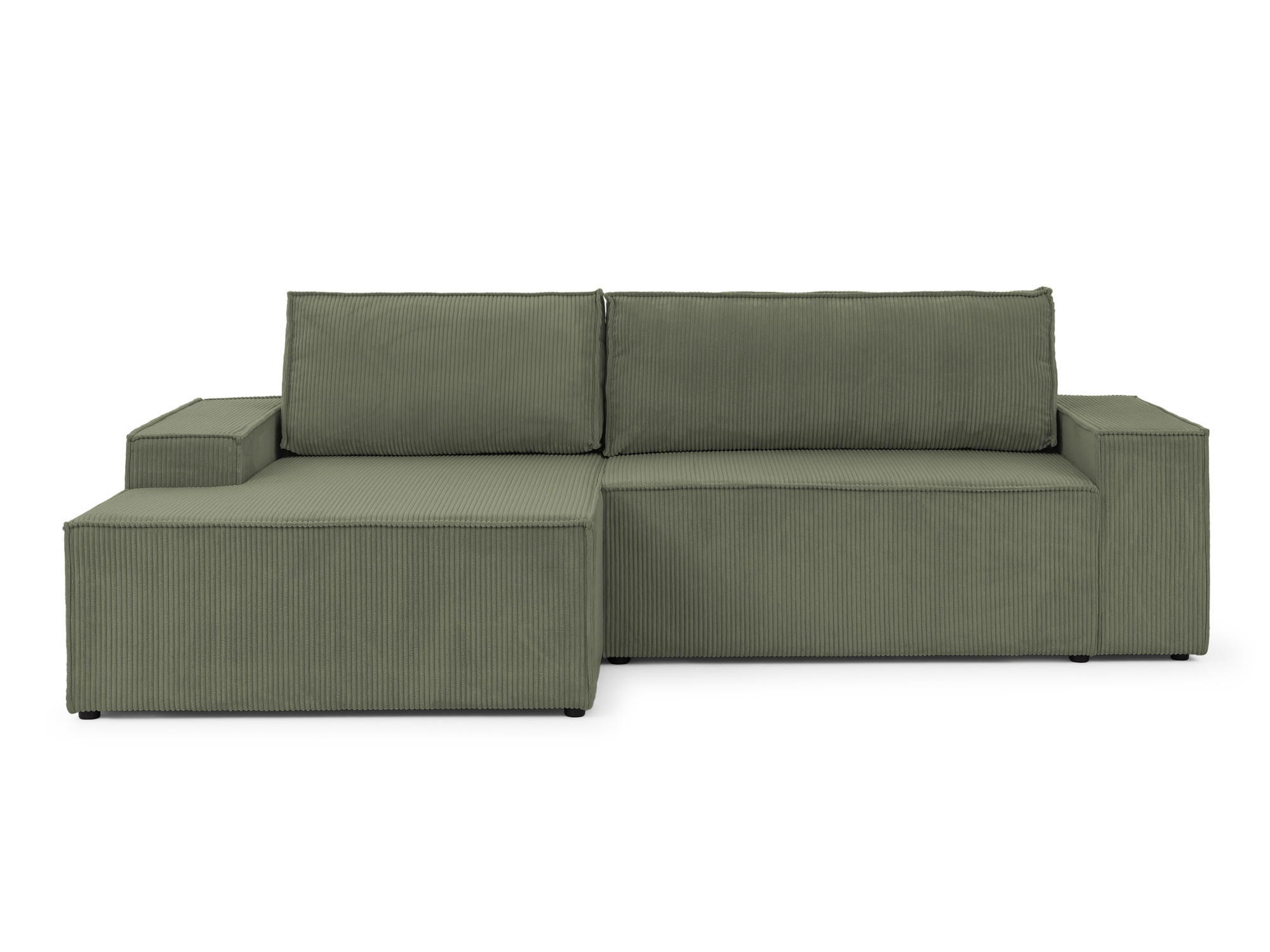 ECKSOFA Rivio mit Schlaffunktion und Bettkasten, Cordstoff Grün - Schwarz/Grün, Holz/Kunststoff (149/262cm) - S-Style