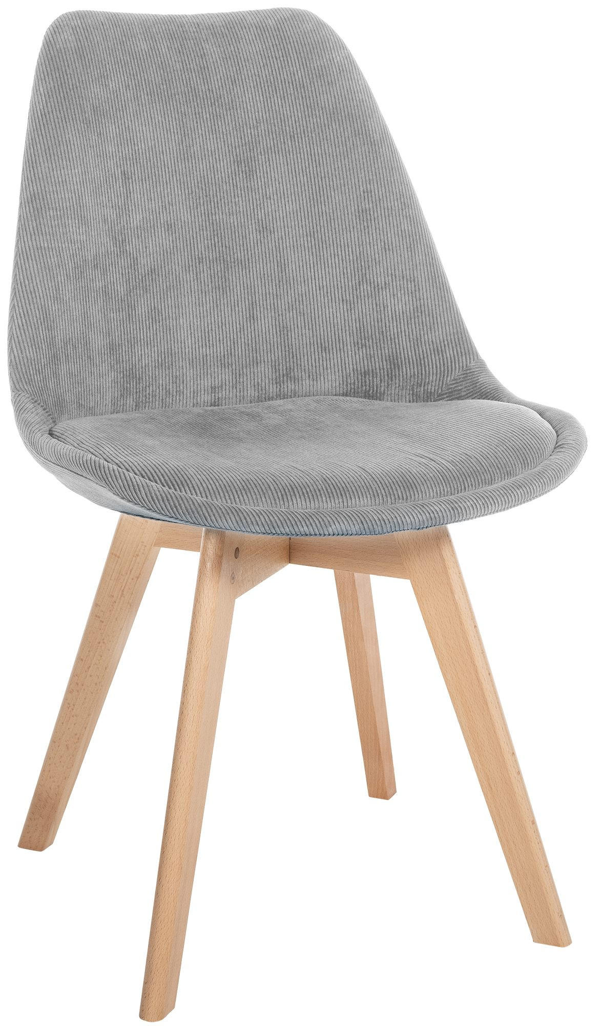 STUHL Cord hellgrau - Eukalyptusholzfarben/Hellgrau, Holz/Textil (49/83/50cm) - CLP
