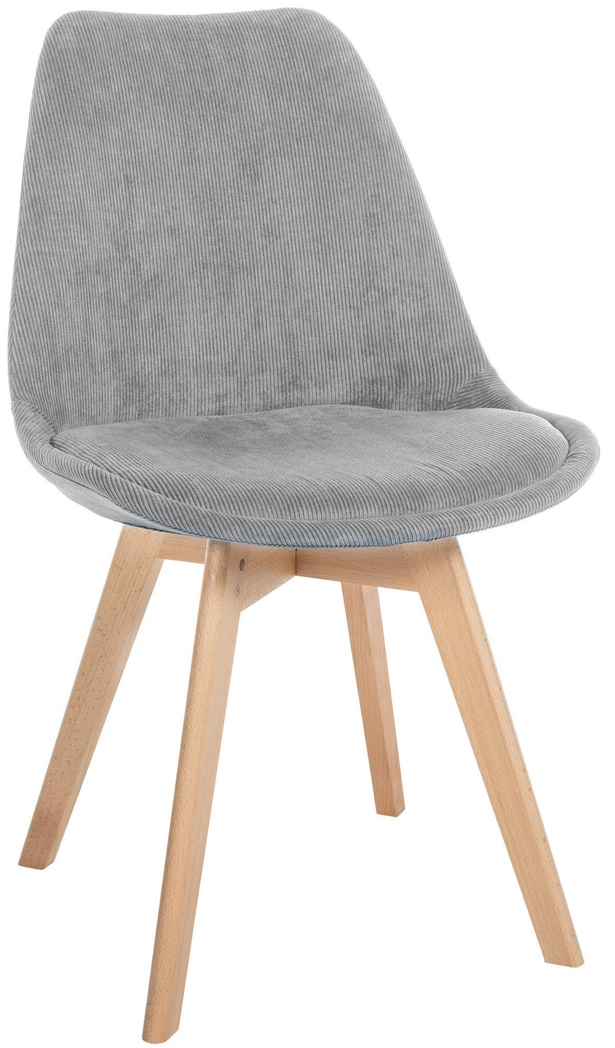 STUHL Cord hellgrau - Eukalyptusholzfarben/Hellgrau, Holz/Textil (49/83/50cm) - CLP