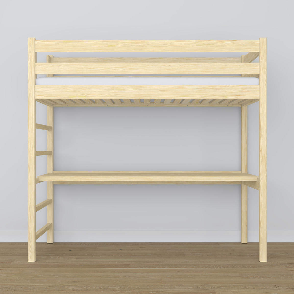 HOCHBETT N01 mit Schreibtisch Klare Kiefer 120/180 - Braun, Naturmaterialien/Holz (120/180cm) - N-Wood
