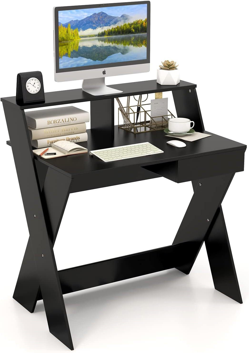 ARBETSBORD 94 cm Svart - Svart, Trä (61/90/94cm) - COSTWAY