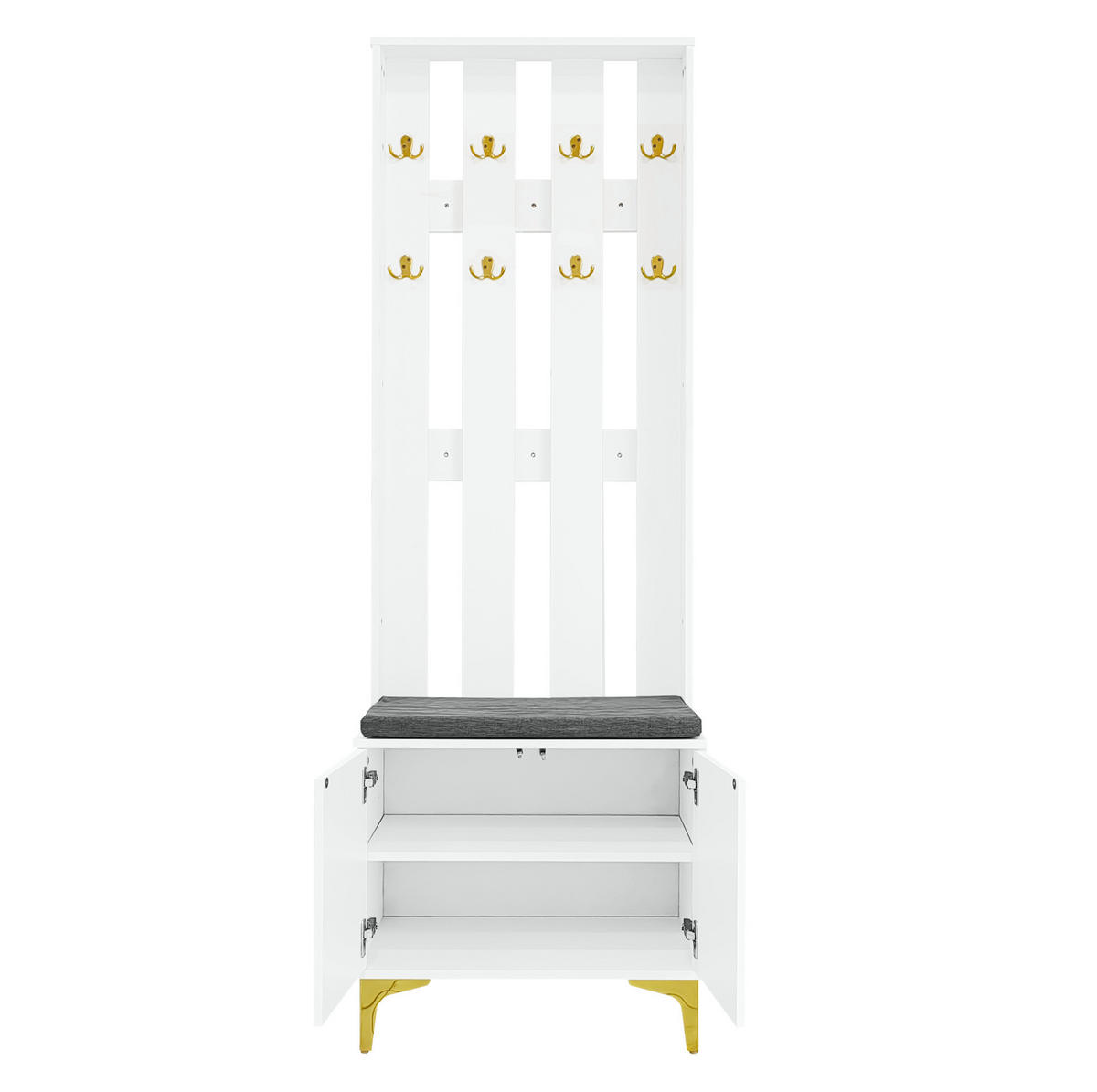 GARDEROBE 60,5/35,2/180,5 cm aus Spanplatte mit Wellenfront und Drucköffnung Weiß - Weiß, Holzwerkstoff (60.5/180.5/35.2cm) - Modenvie