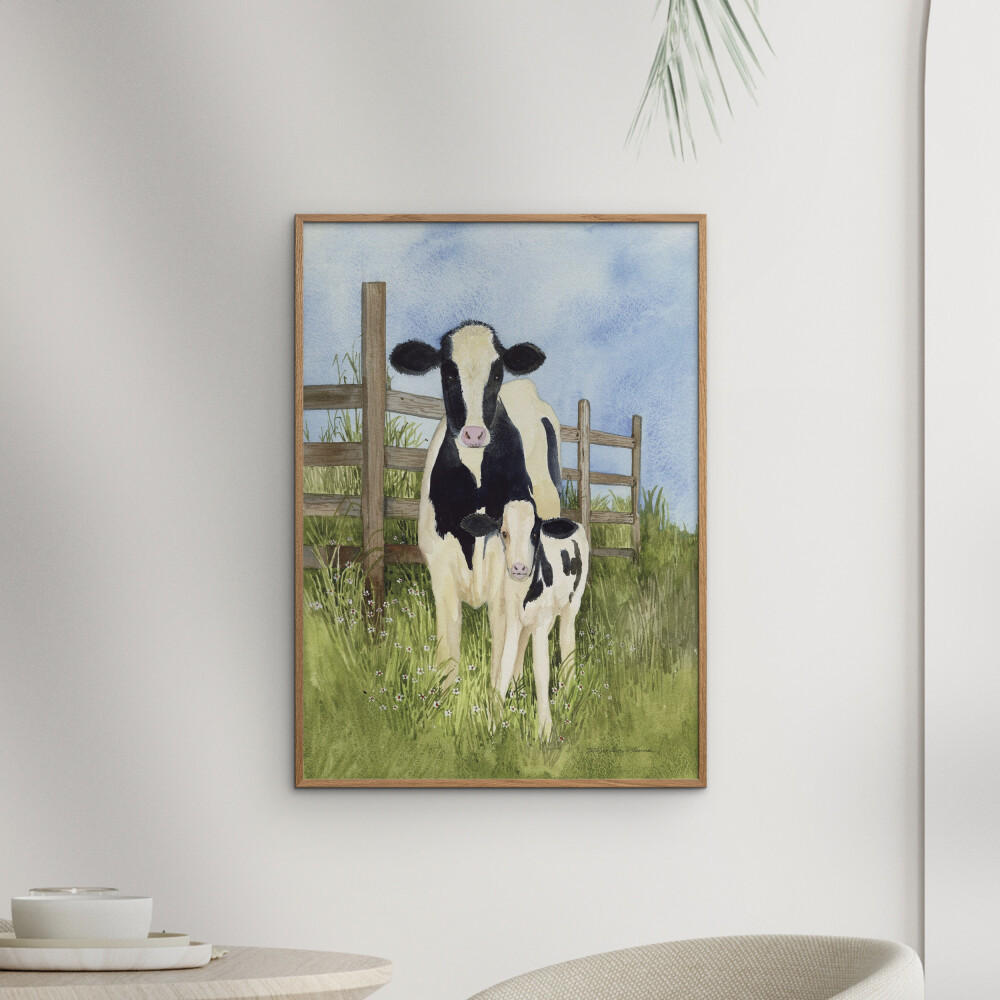 POSTER Wild Apple - Farm Family Cows - Grün, Papier (70/100/0.1cm) - Poster&Frame