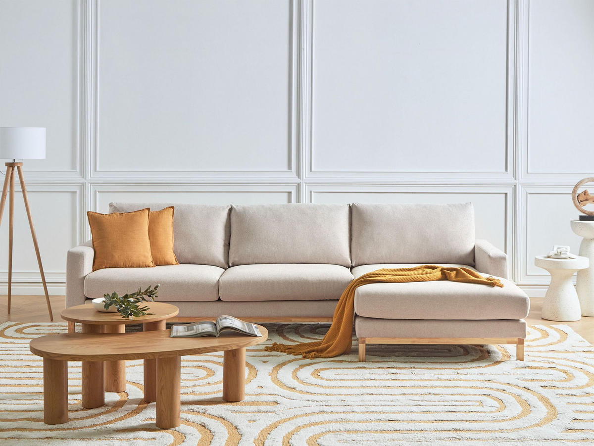 ECKSOFA 4-Sitzer Stoff Beige linksseitig Siggard - Beige/Braun, Textil (321/168cm) - Beliani