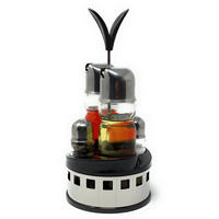 MENAGE Essig und Öl Spender Glas Edelstahl 209 Silber - Grau, Metall (11.5/25/11.5cm) - DanDiBo