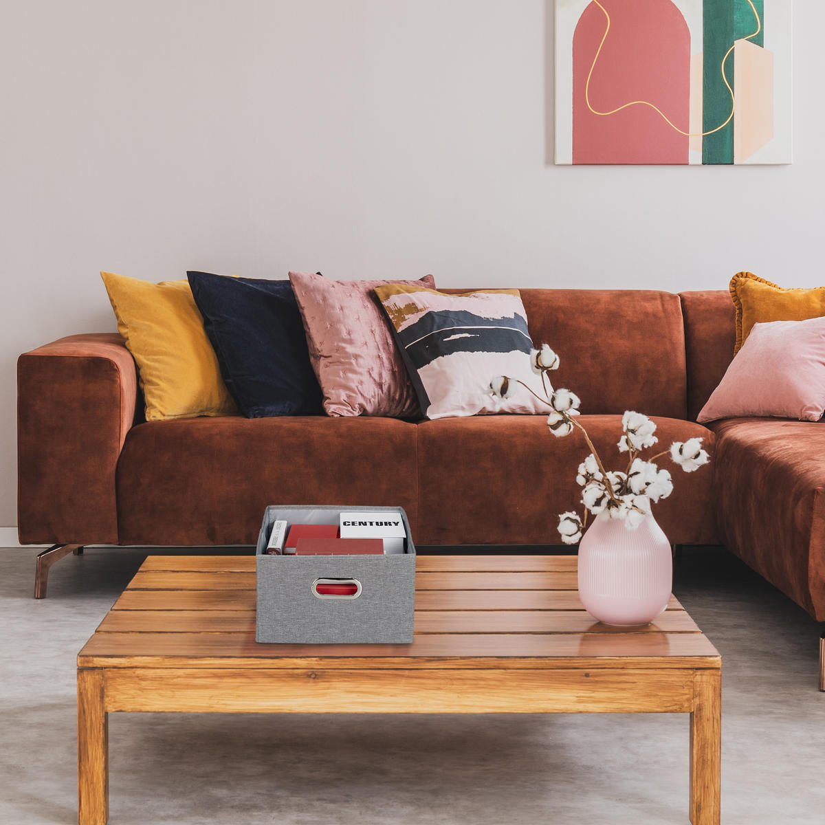 2XAUFBEWAHRUNGSBOX - Grau, Wellpappe/Textil (34.5/20.5/42cm) - Relaxdays