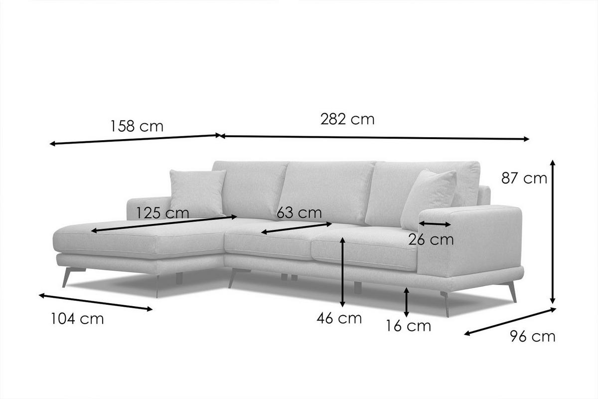 ECKSOFA MEDIOLANE 5-Sitzer, taupe - Taupe, Holzwerkstoff/Textil (158/282cm) - Courtois Laville