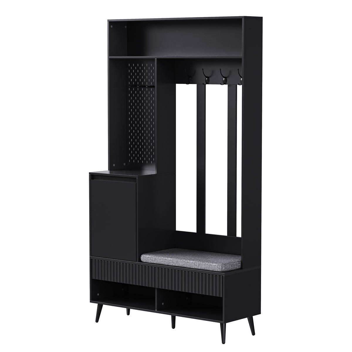 GARDEROBE schwarz sitzbank stauraum - Schwarz, Holzwerkstoff (100/180/35cm) - Urban Meuble