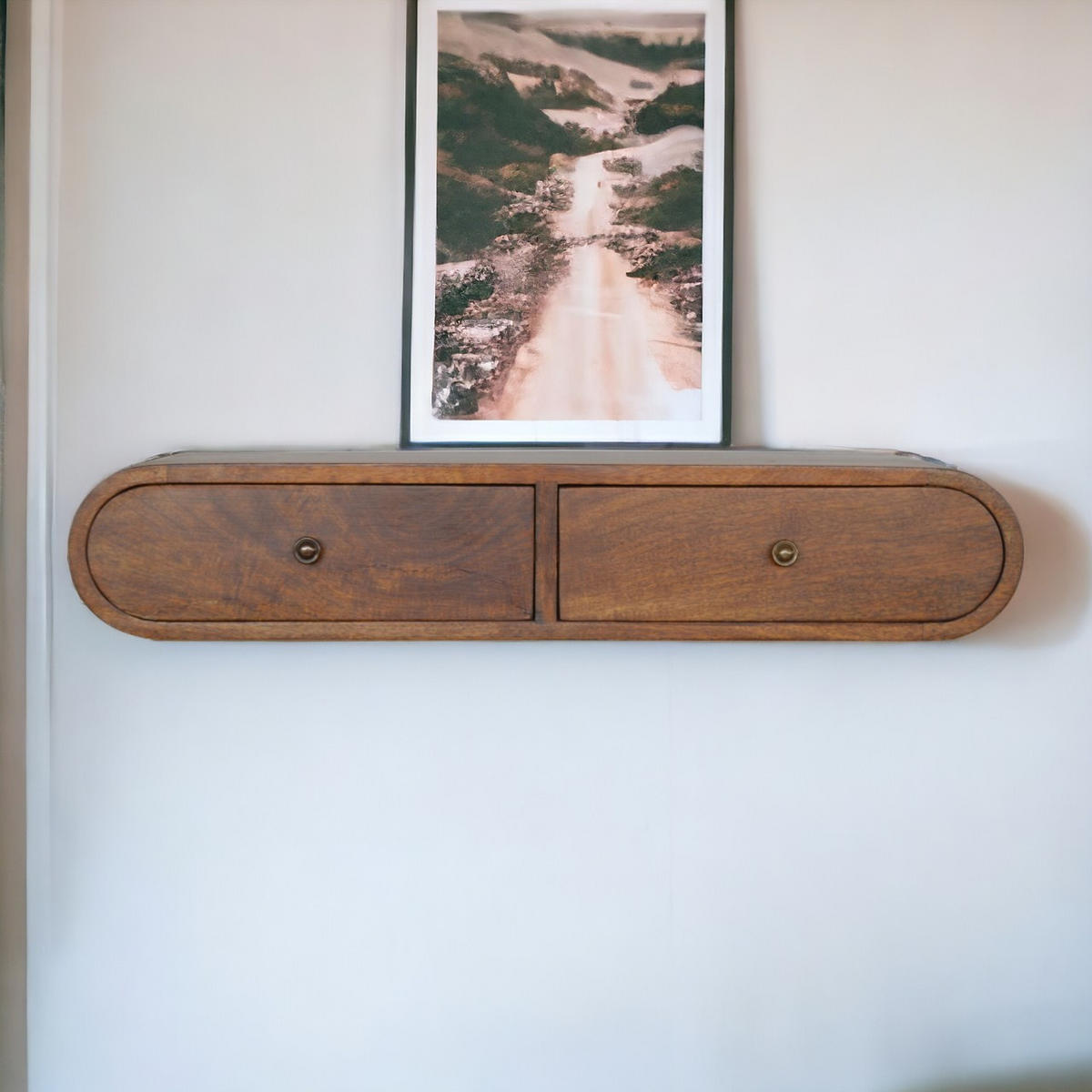 WANDKONSOLE mit Kastanienholz-Finish - Messingfarben/Braun, Holz/Metall (80/15/32cm) - Artisan Furniture